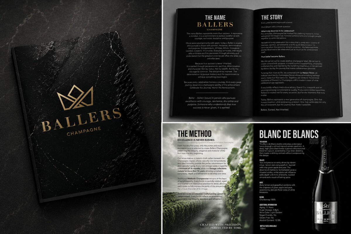 Ballers Champagne booklet print design