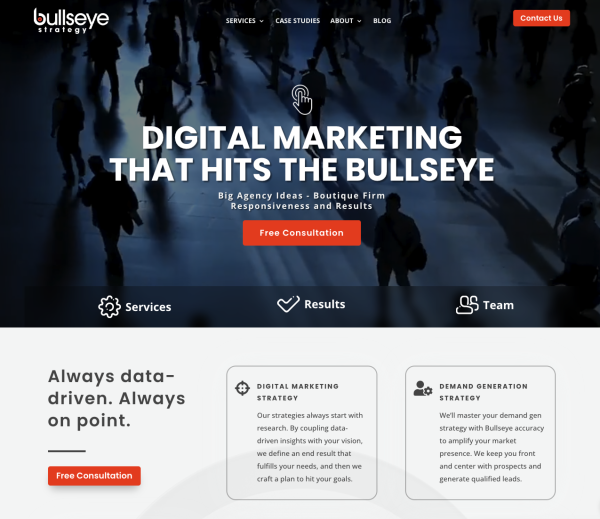 Bullseye website design