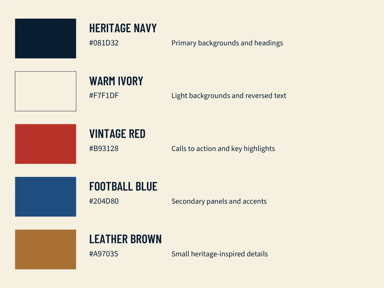 Three For A Win brand booklet: five-color palette
